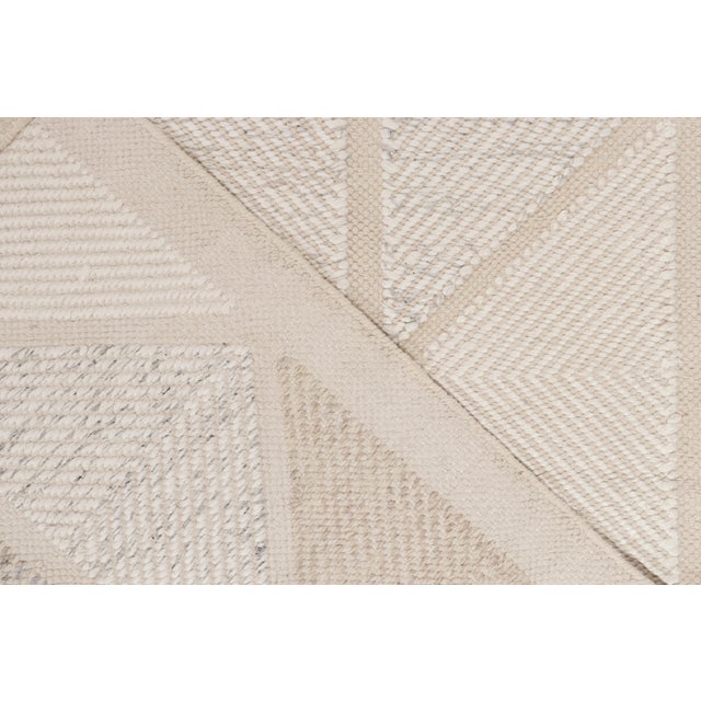 Scandinavian Rug in White, Greige Geometric Pattern by Rug & Kilim 6x9 For Sale In New York - Image 6 of 6