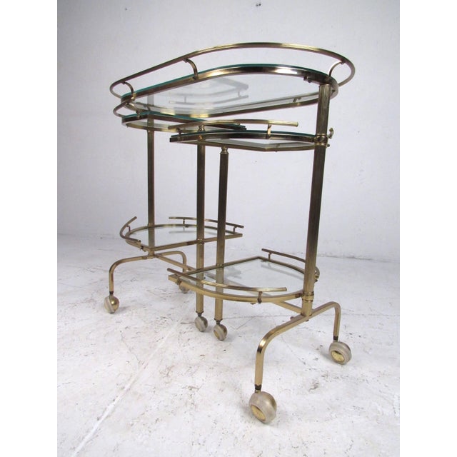 1960s Vintage Three-Tier Brass Service/Bar Cart For Sale - Image 4 of 8