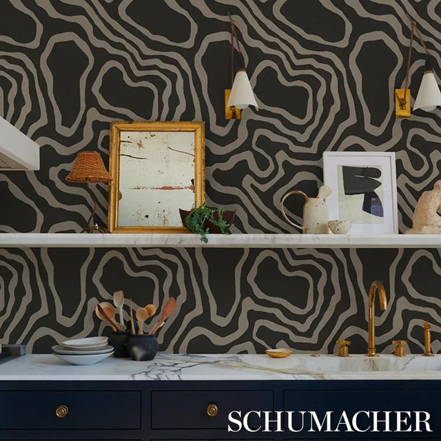 2020s Schumacher Defeo Wallpaper In Carbon For Sale - Image 5 of 7
