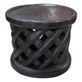 Vintage Lg Tribal Nobility Bamileke Spider Stool/Table Cameroon 16.5" H For Sale