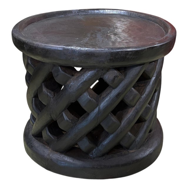 Vintage Lg Tribal Nobility Bamileke Spider Stool/Table Cameroon 16.5" H For Sale