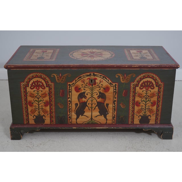 AGE C. 1824 DETAILS Dovetailed Construction High Quality Construction Inside Storage Folk Art Flower And Animal Motif 18th...