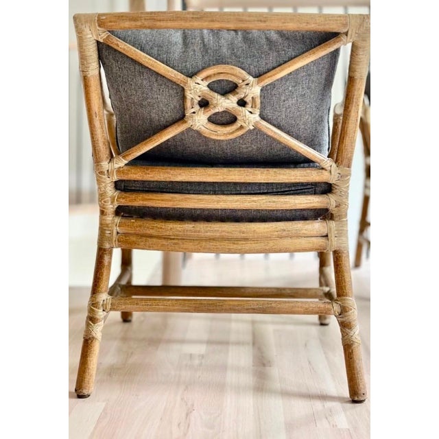 Mid-Century Modern Authentic Vintage McGuire Rattan Target Arm Chairs - Set of 4 For Sale - Image 3 of 7