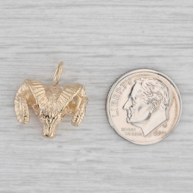 Vintage Rams Head Pendant 14k Yellow Gold Charm Tarheels UNC Chapel ...