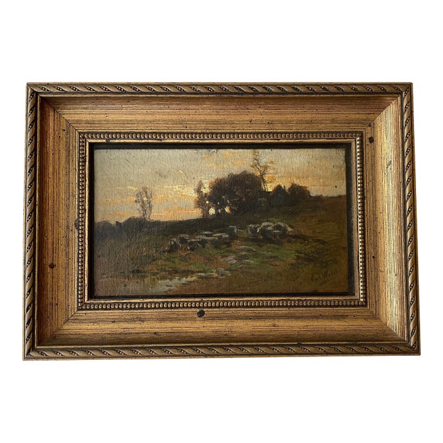 Antique 19th Century Landscape Oil Painting Carl Weber For Sale