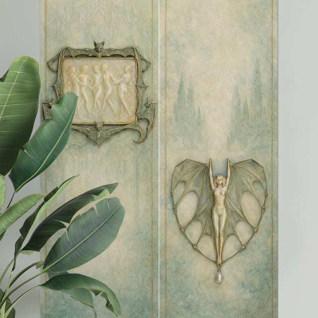 Verdigris Large Art Nouveau Jewelry Study "Verdigris Oracle" – 40" X 60" Fine Art Print on Brushed Metal For Sale - Image 8 of 10