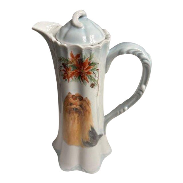 Yorkshire Terrier Hand-Painted Porcelain Chocolate Pot-Best of Breed Award For Sale