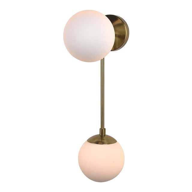 Duo Modern Contemporary Wall Sconce - Brushed Brass, Plug-In For Sale