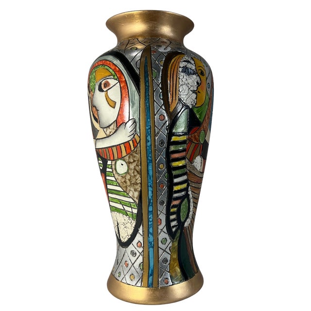 19 In. Tall Vintage Alexander Kalifano Picasso Inspired Vase Two Distinct Abstract Human Profiles. For Sale - Image 4 of 17