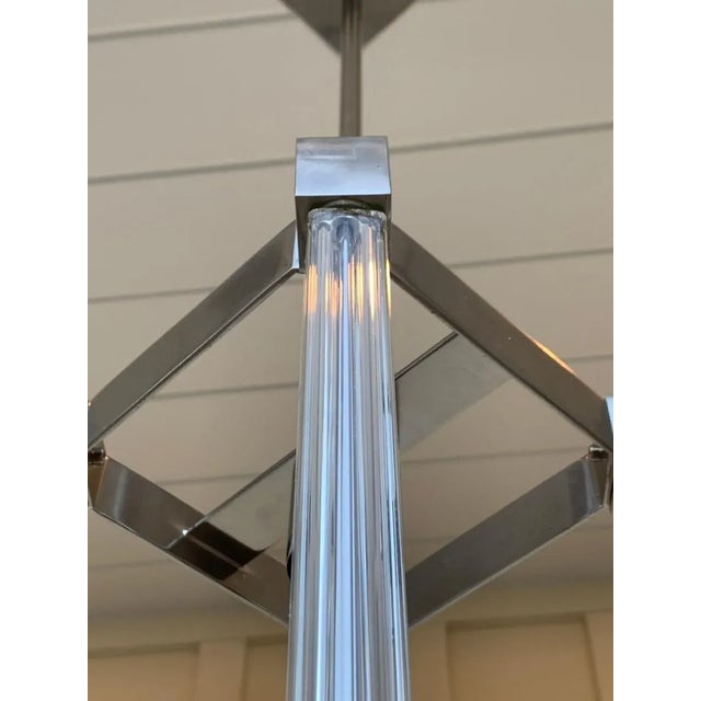 Modern Chrome & Glass Pendant Light For Sale - Image 3 of 12