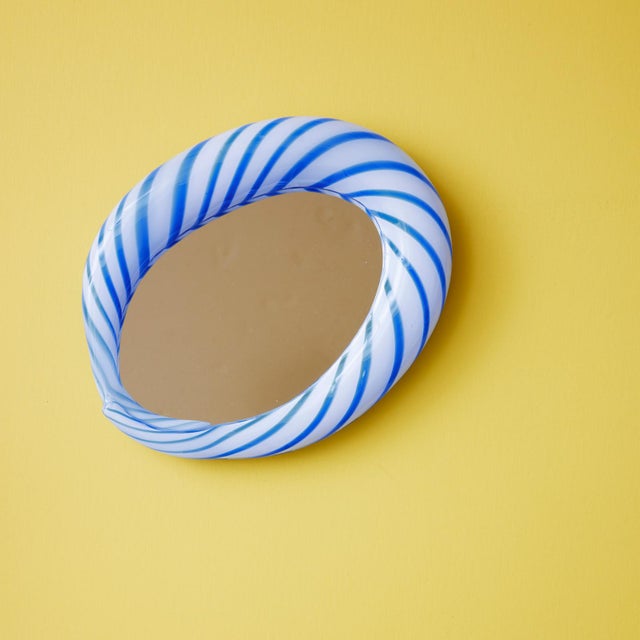 Contemporary Large Candy Mirror in Striped Glass by Studio Berg For Sale - Image 3 of 14