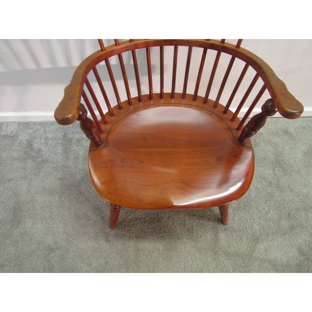 Duckloe Solid Cherry Fan Back Windsor Arm Chair For Sale - Image 4 of 6