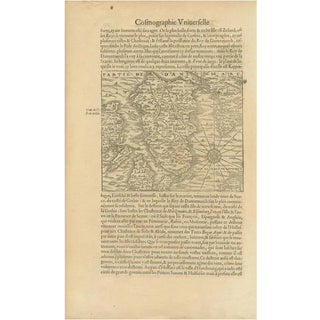 Antique Map of the Island of Zealand Denmark by Thevet, 1590 For Sale