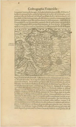 Antique Map of the Island of Zealand Denmark by Thevet, 1590