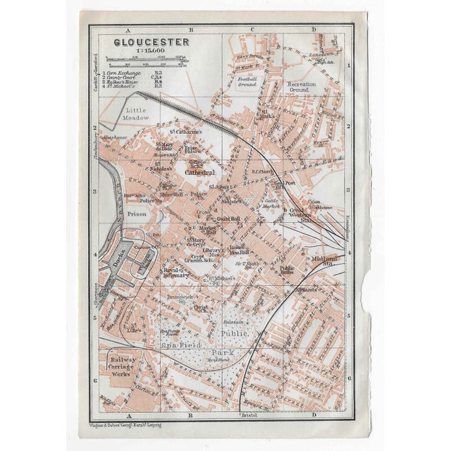 English Antique Map of Gloucester England For Sale - Image 3 of 3