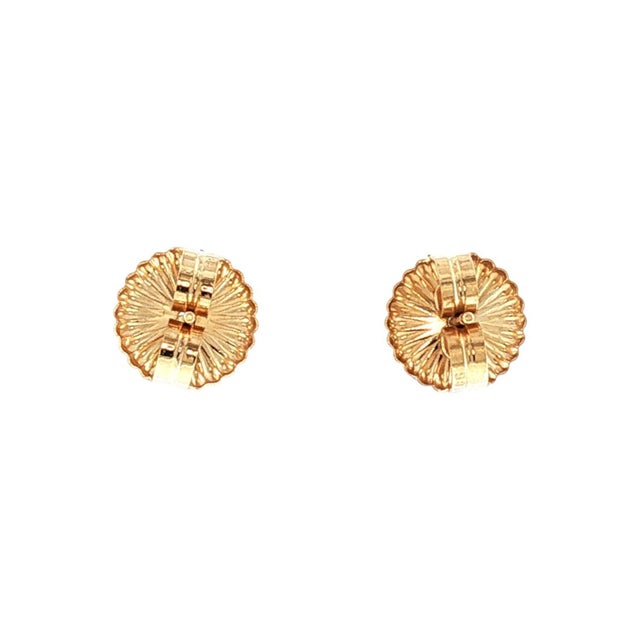 Modern Late 20th-Century 14 Karat Yellow Gold Oval Natural Blue Zircon Stud Earrings For Sale - Image 3 of 4