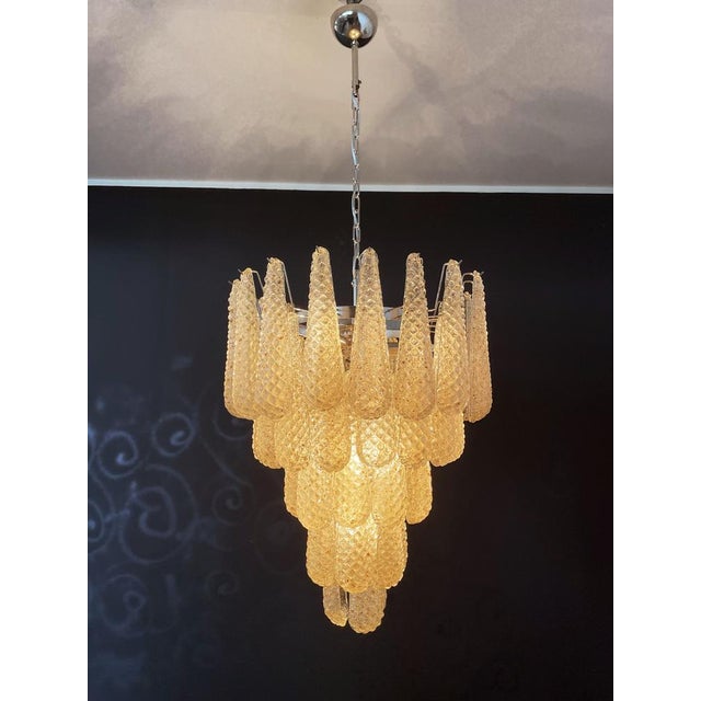 Italian Amber Murano Glass Chandelier with 52 Drop Petals, 1990s For Sale - Image 8 of 18