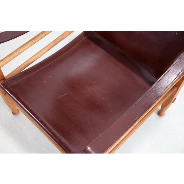 Safari Chair in Oak and Leather by Aage Bruun, 1960s For Sale - Image 6 of 7