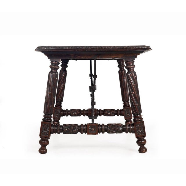 Wood Incredible 19th Century Spanish Revival Library Table For Sale - Image 7 of 12