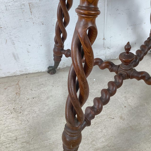 Brown Antique Wooden Accent Table With Ball-and-Claw Feet For Sale - Image 8 of 18