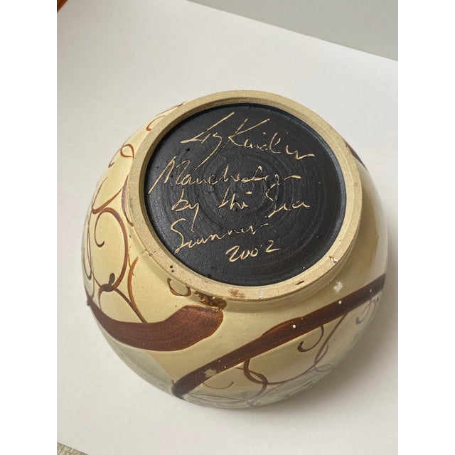 Liz Kinder Abstract Art Pottery Large Decor/Serving Bowl/Dish Summer 2002 For Sale - Image 10 of 10