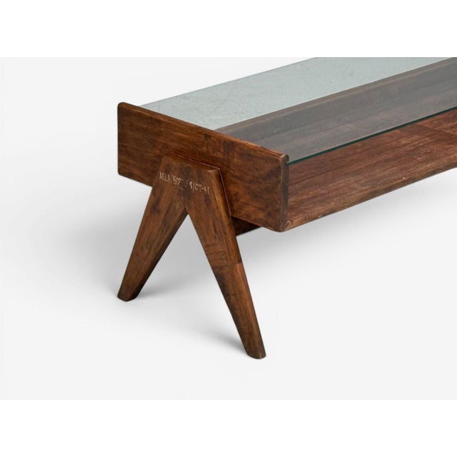 Wood Pierre Jeanneret, Coffee Table, Teak, Glass, Chandigarh, India, 1960s For Sale - Image 7 of 11
