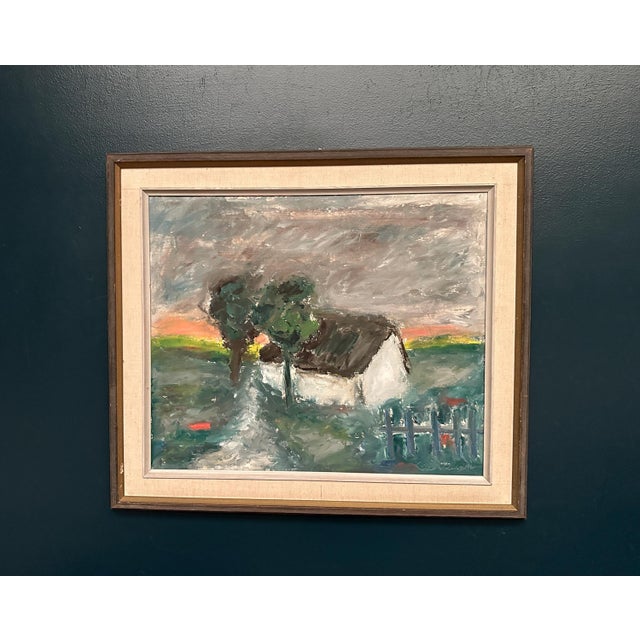 Kai Nielsen, Landscape with Houses, 1960s, Oil on Panel, Framed For Sale - Image 10 of 13