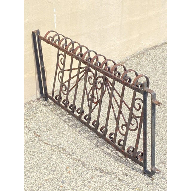 Antique 1900s Art Nouveau Black Wrought Iron Heart and Scroll Garden Fence Gate For Sale - Image 10 of 12