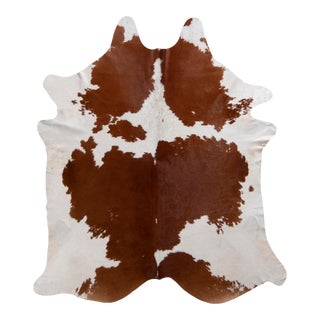 Rug & Kilim’s Contemporary Cowhide Rug in White and Beige-Brown For Sale