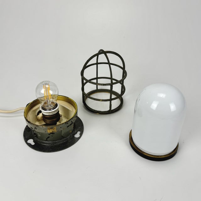 Industrial Industrial Proof Cage Nautical Table or Wall Lamp, 1960s For Sale - Image 3 of 6