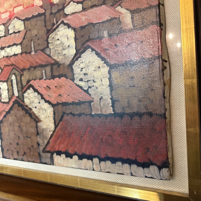 Impressionist Vintage Street Scene Italian Painting on Canvas ~ Signed Vincenzo Imbriano 1968 For Sale - Image 3 of 10