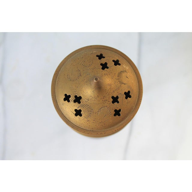 Brass Vintage Pierced Brass Incense Burner For Sale - Image 8 of 10