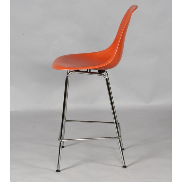 2010s Charles Eames for Herman Miller Orange Fiberglass Counter Height Stools For Sale - Image 5 of 18