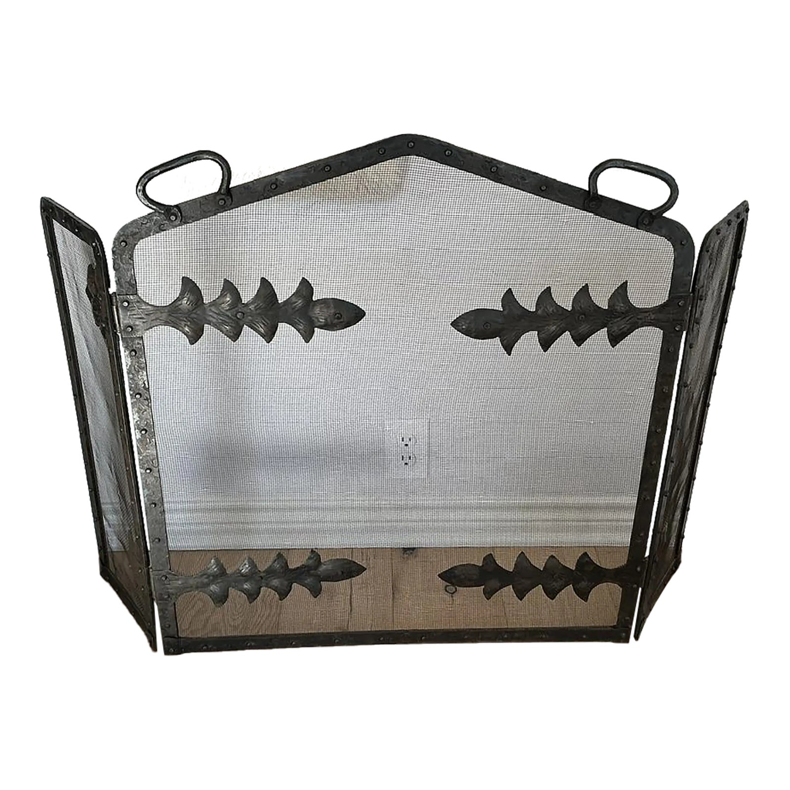 Antique Iron Arts & Crafts Fireplace Screen | Chairish