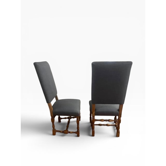 Early 21st Century Set of 6 Newly Reupholstered Restoration Hardware 1890 English Baroque Dining Chairs For Sale - Image 5 of 11