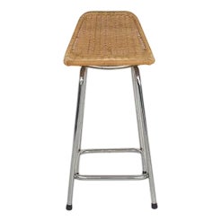 Dutch Rattan and Metal Bar Stool from Rohe Noordwolde, 1950s For Sale