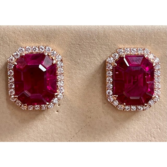 12 Carat Natural Burma Ruby and Diamond Earring in 18 Karat Yellow Gold For Sale - Image 18 of 18