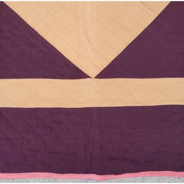 Folk Art 1930s Amish Wool Center Diamond in a Square Quilt For Sale - Image 3 of 8