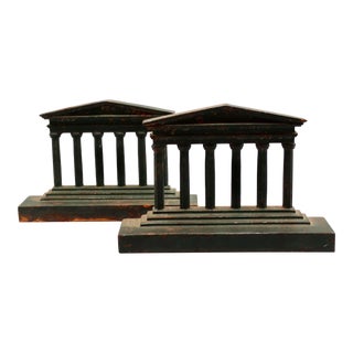 Classical Style Greek Parthenon Temple Bookends, a Pair For Sale