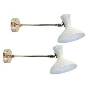 Mid-Century French White Brass Articulating Potence Sconces, 1950s, Set of 2
