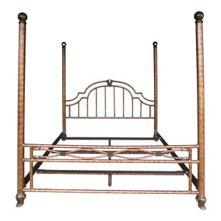 Custom Designer Wrought Iron Paint Decorated King Size Poster Bed For Sale