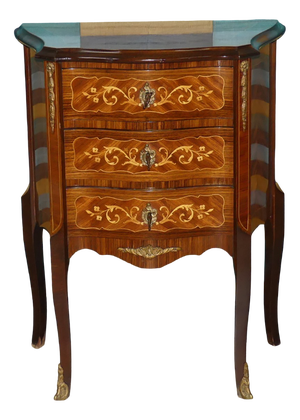 Baroque Style Chest of Drawers in Veneered Mahogany, 1960s