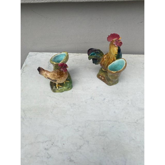 Late 19th Century 19th Century Majolica Rooster & Hen Vases Delphin Massier-A Pair For Sale - Image 5 of 13