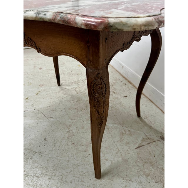 Louis XV Center Table in Oak and Marble, 1700s For Sale - Image 16 of 18