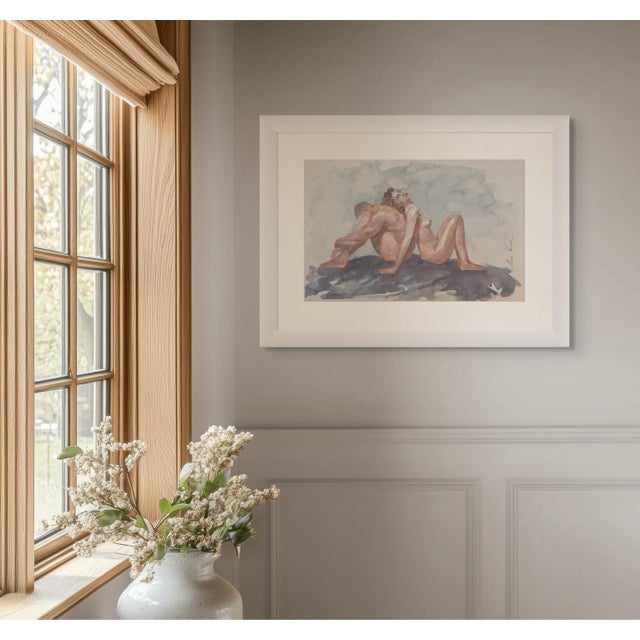 “Trust” Original Impressionistic Nude Figure Watercolor on Paper Painting Art by Anna Novick For Sale - Image 4 of 9
