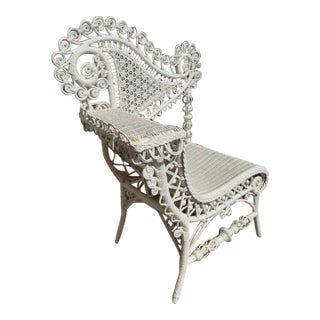 Ornate American Victorian Hand-Woven Wicker Chair With Spiral Design, Circa 1890 For Sale