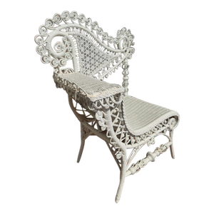 Ornate American Victorian Hand-Woven Wicker Chair With Spiral Design, Circa 1890