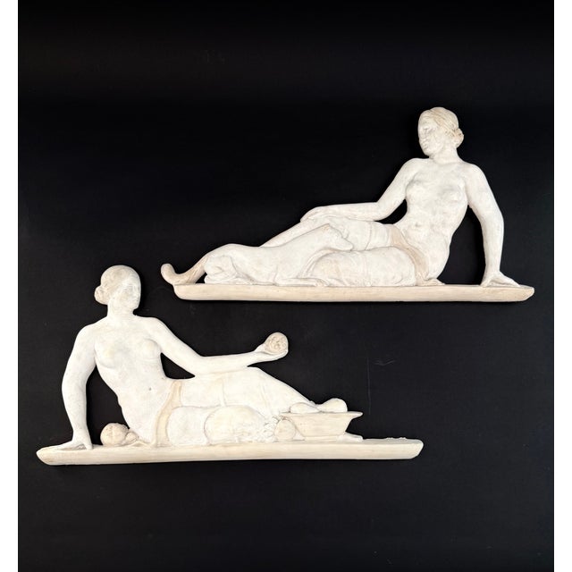 Early 20th Century Stucco Sculptures Depicting Nude Female Figures, Italy, 1920s, Set of 2 For Sale - Image 3 of 13