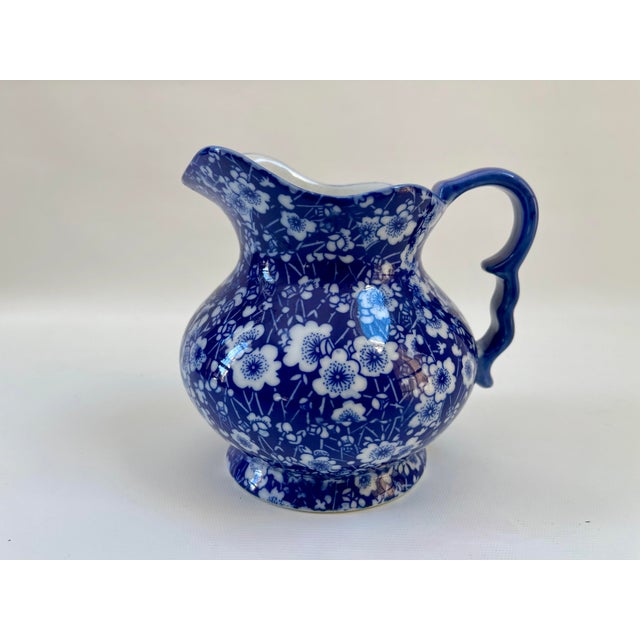Vintage English Victoria Ware Ironstone Blue & White Pitcher For Sale - Image 4 of 8