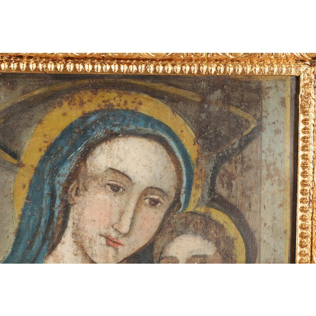 Madonna and Child, Oil on Tin, Late 19th Century For Sale - Image 4 of 11